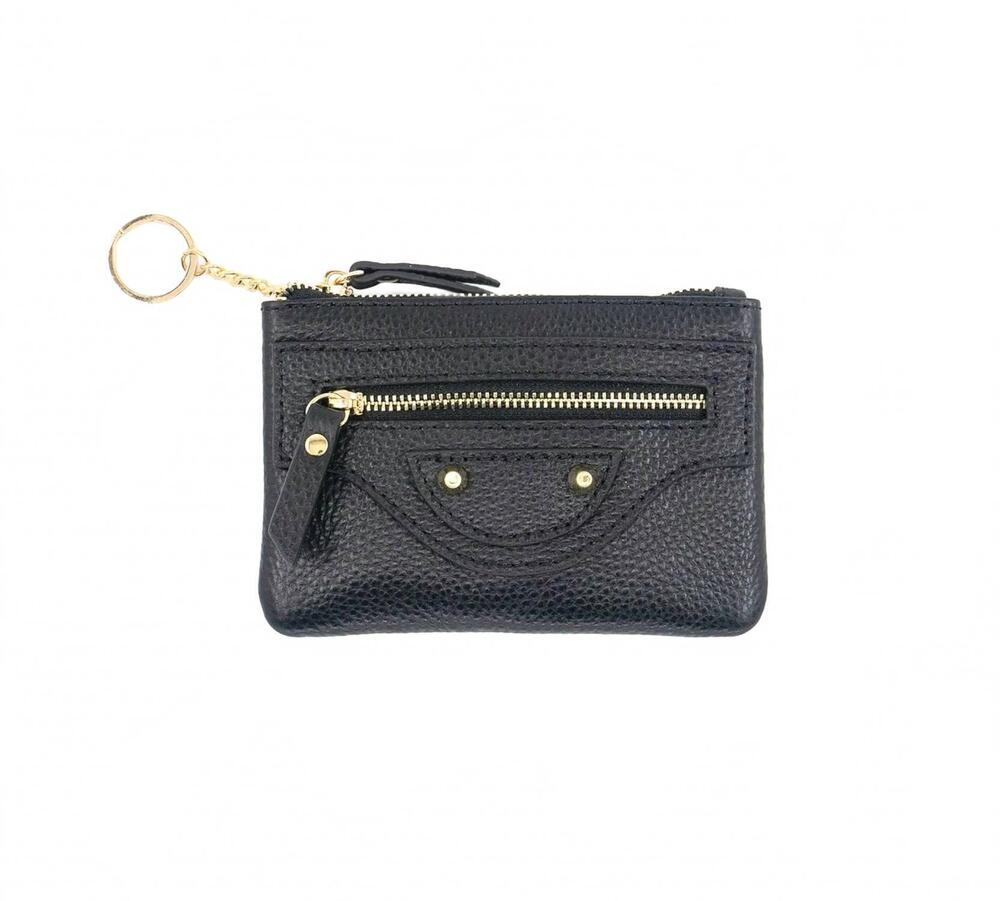 NEW BC HANDBAGS women's ciaga leather zippered card case in black